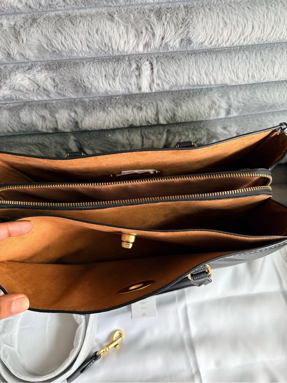 Coach Black Leather Laptop Tote with Gold Hardware